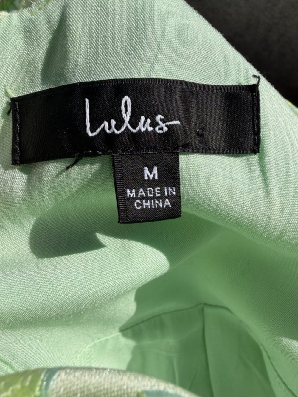 Lulus Brighter Side light green floral satin jacquard mini dress wedding M - Picture 6 of 14